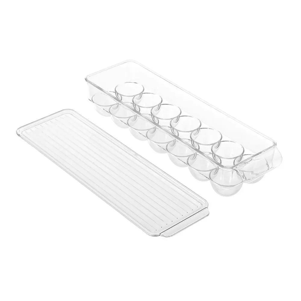 Boxsweden Crystal 14-Egg 36.5cm Container Fridge Organiser Tray Holder Clear