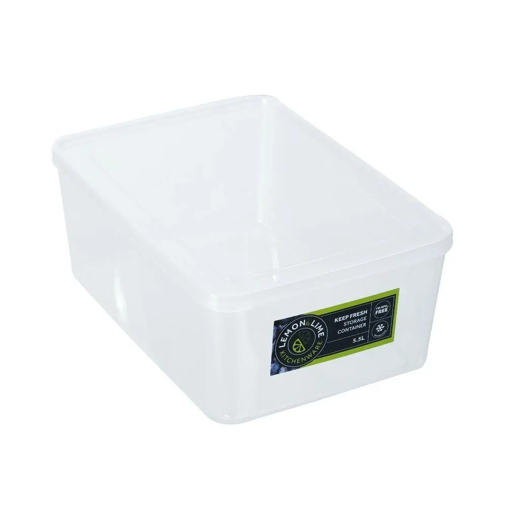 2x Lemon & Lime 5.5L/28cm Keep Fresh Food Container/Rectangular Storage/Holder