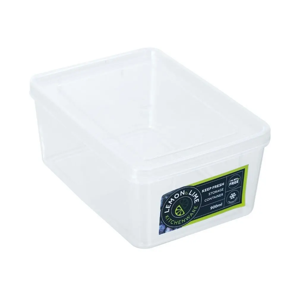 6x Lemon & Lime 900ml/16cm Keep Fresh Food Container/Rectangular Storage/Holder