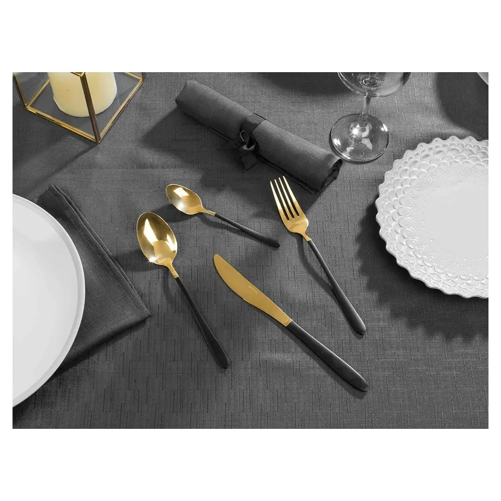 16pc Salter Noir Gold Cutlery Set Knives/Spoon/Fork/Teaspoon Stainless Steel