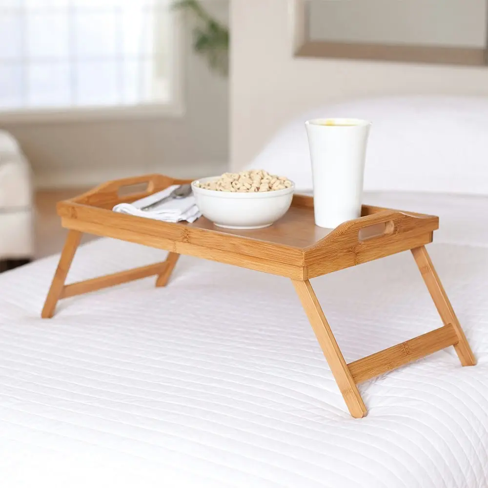 Bamboo Folding Food/Breakfast/Dinner Bed Tray Lap Desk Serving/TV Table