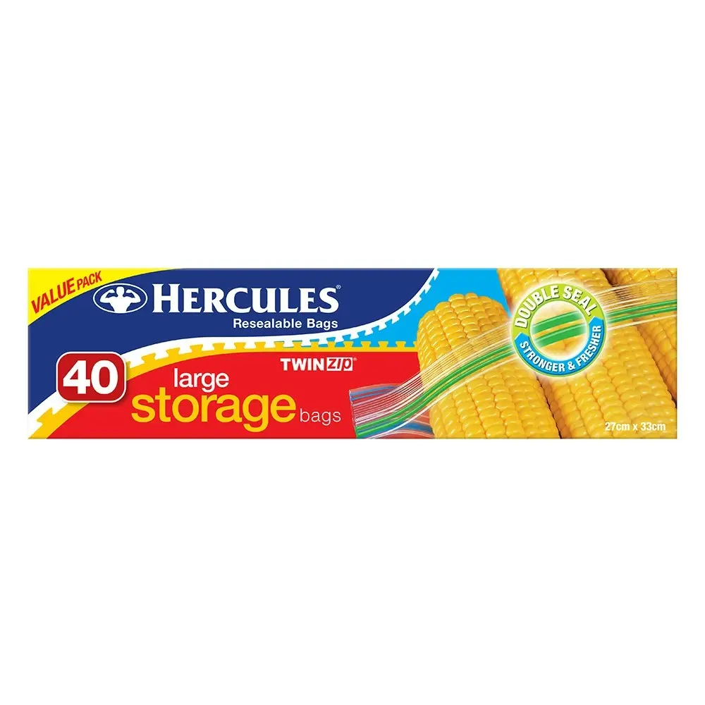 80pc Hercules Large Resealable 27x33cm Food Storage Bags Freezer/Microwave Safe