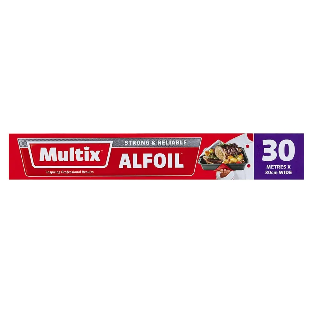 2x Multix 30mx30cm Afoil Food Cooking Foil BBQ Kitchen/Baking Roasting Wrap Roll