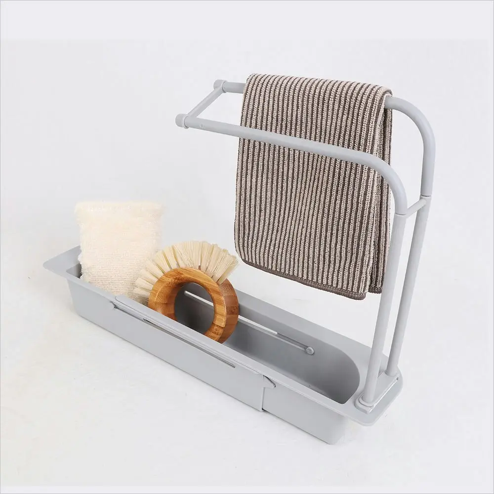 White Magic 50cm Adjustable Kitchen Sink Organiser Storage Towel Rack/Basket