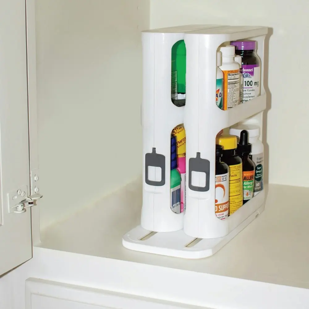 Innobella Swivel Slide Magic Organiser Rack Bathroom/Kitchen/Cabinet Storage WHT