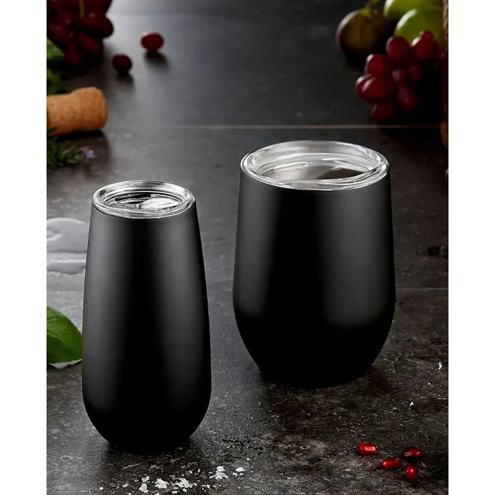 2pc Tempa Sawyer After Hours Wine/Champagne Tumbler Set Hot/Cold Matte Black