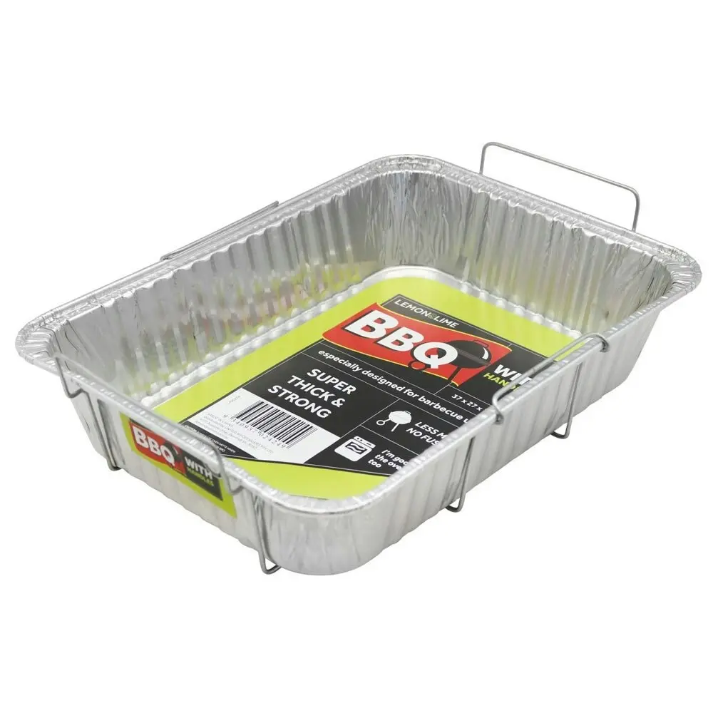 5PK Lemon And Lime 37cm Aluminium BBQ Foil Tray Food Container w/Wire Handles SL