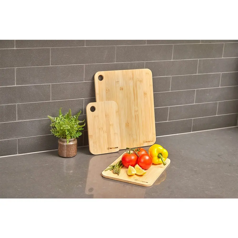 3PK Westinghouse Bamboo Chopping Cutting Boards for Meat/Cheese Wooden Brown Set