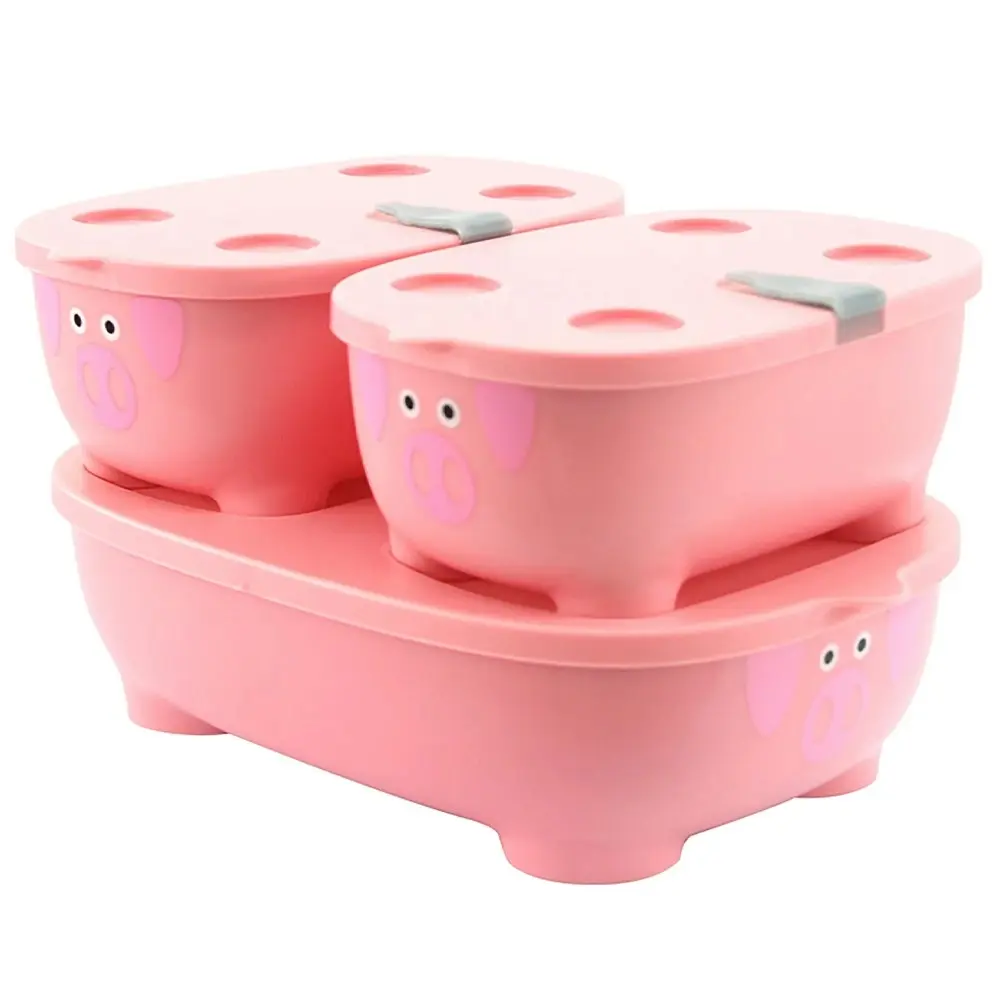 3pc Prince Lionheart 580/250ml Bentomal To Go Pig Bento Kids Food Box Lunch Set