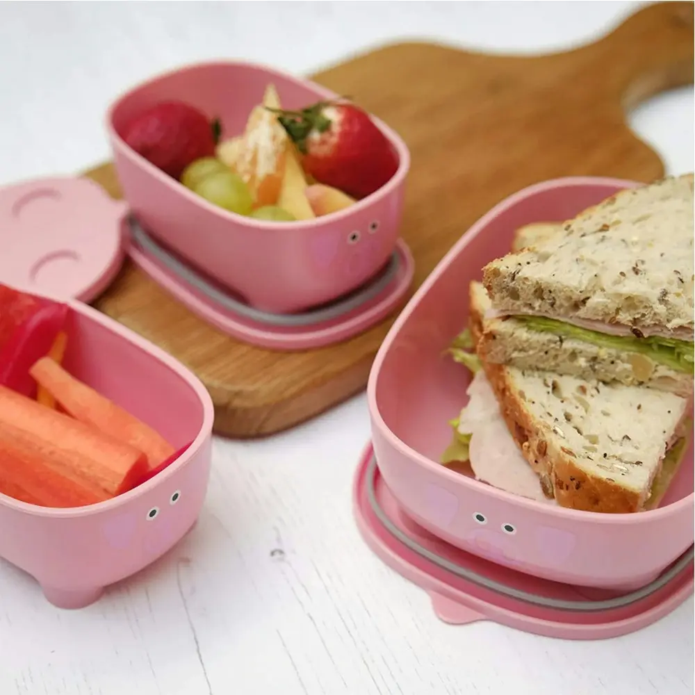 3pc Prince Lionheart 580/250ml Bentomal To Go Pig Bento Kids Food Box Lunch Set