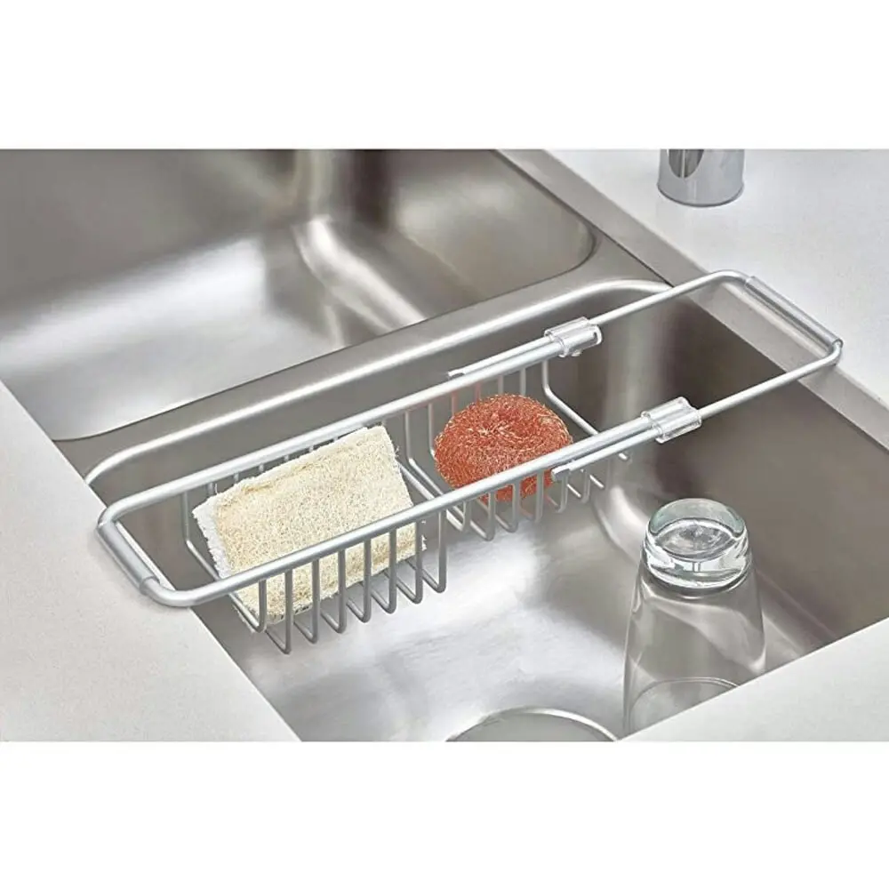 Idesign 37.7cm Over Sink Caddy/Sponge Holder Aluminum Kitchen Storage Rack SLV