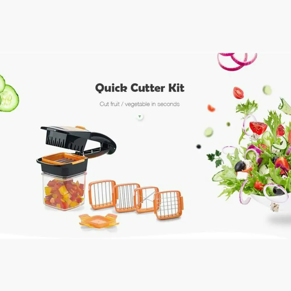 7pc Nicer Dicer Vegetable/Fruits Cutter/Chopper/Slicer Thin/Thick/Wedges Orange