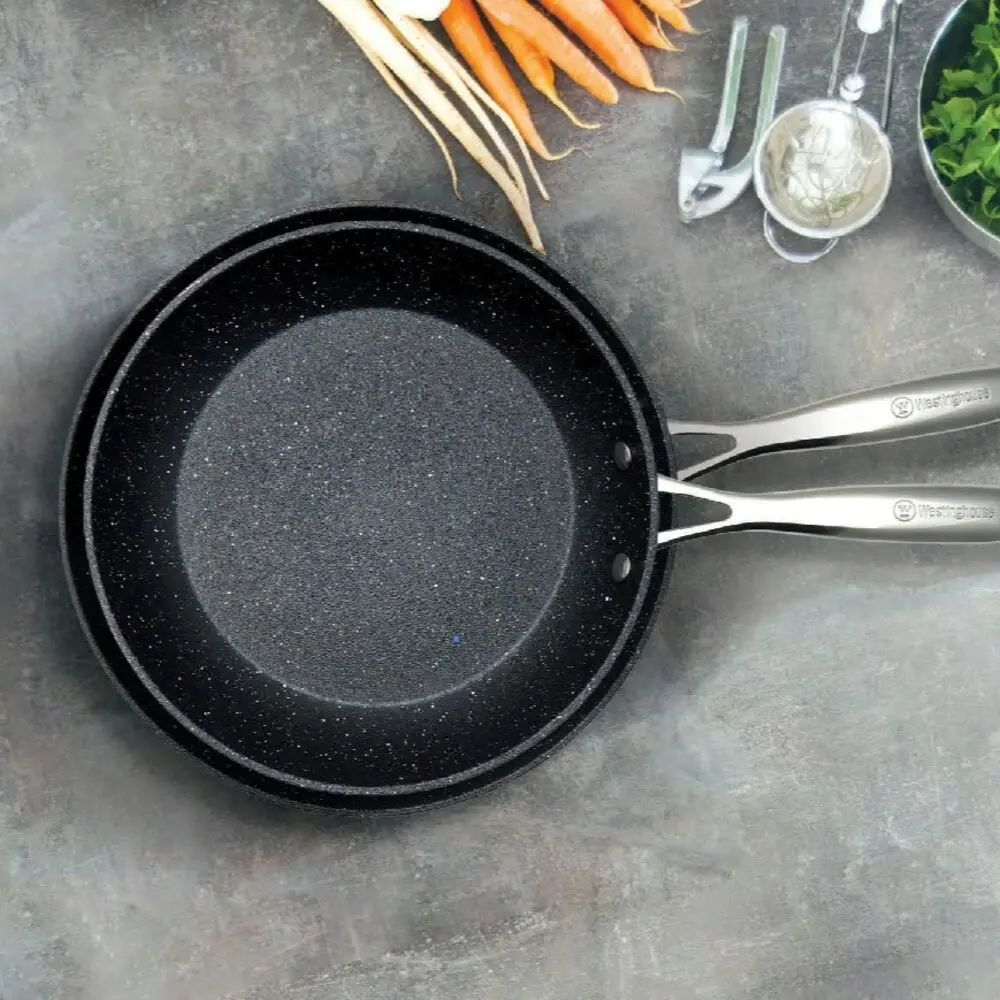 2pc Westinghouse 24cm/28cm Frypan Set Multi-Layer Non-Stick Home Cooking Black