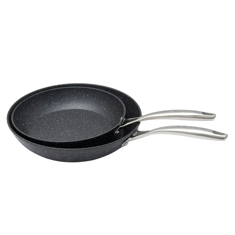 2pc Westinghouse 24cm/28cm Frypan Set Multi-Layer Non-Stick Home Cooking Black