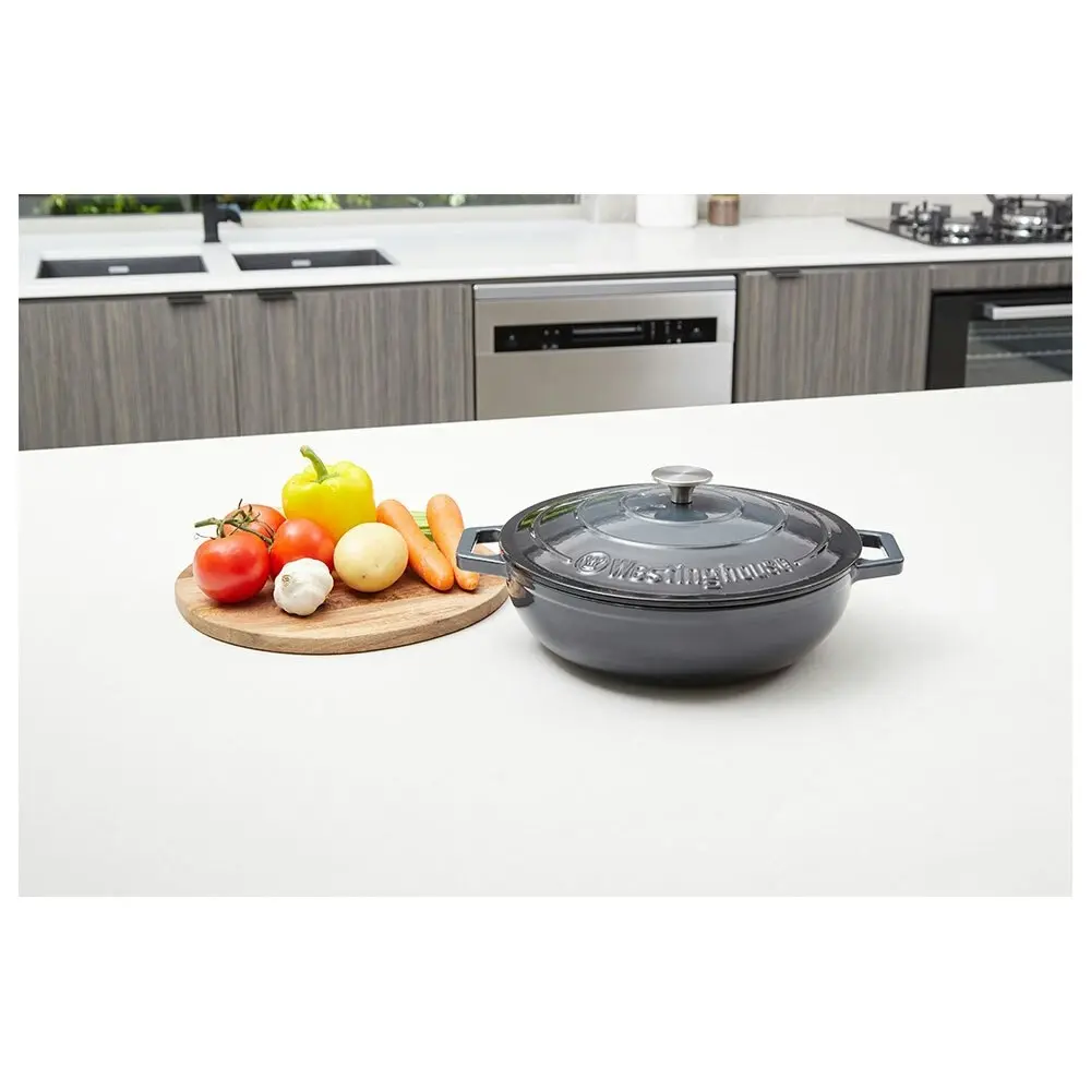 Westinghouse 4L 30cm Shallow Round Cast Iron Pot/Dish Induction Cooking Ombre GR