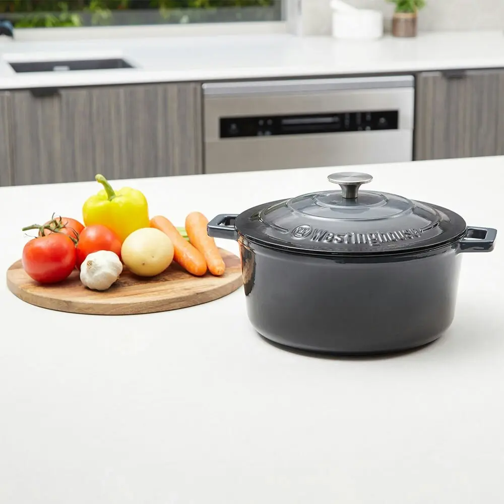 Westinghouse 5L 25cm Round Cast Iron Pot/Dish Induction Food/Cooking Ombre Grey