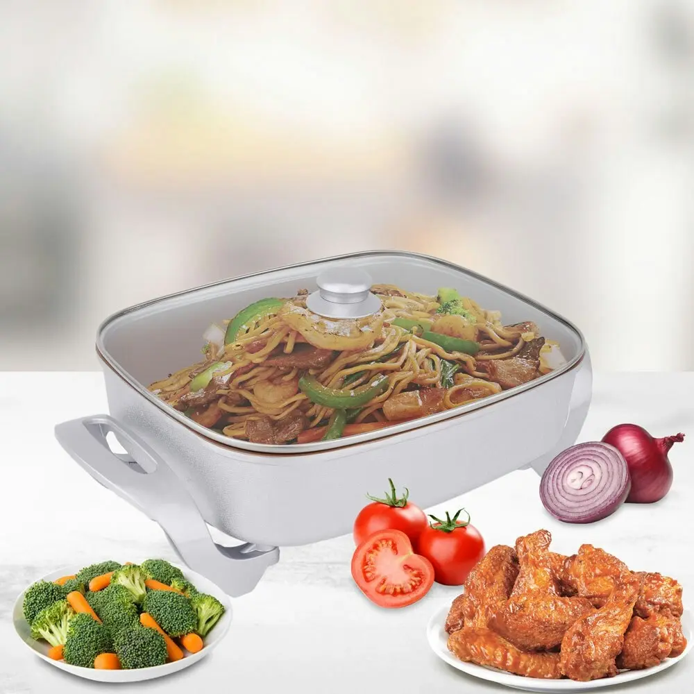 Healthy Choice Electric Fry Pan 9.1L 38cm Non-Stick 1500W Frying Cookware Copper