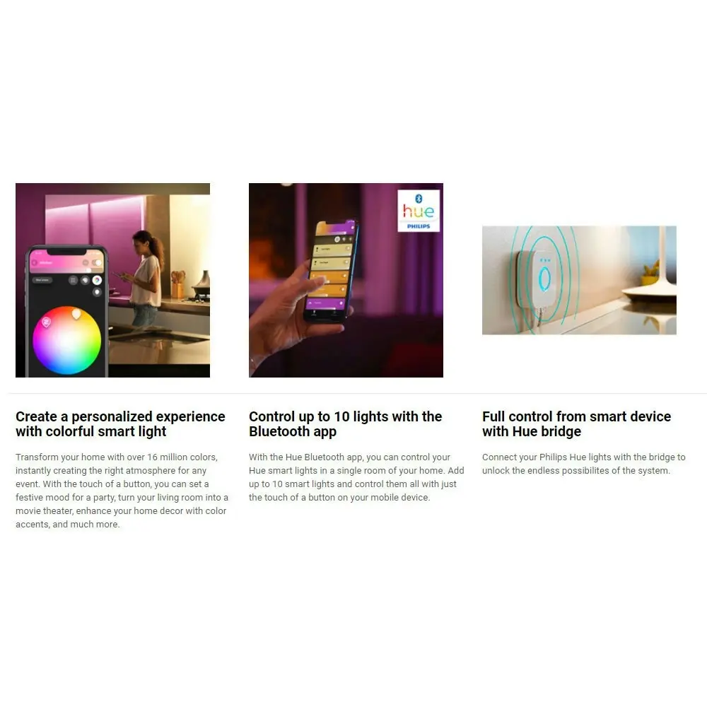 Philips Hue 2m Bluetooth Lightstrip Plus White & Colour Ambiance Strip Lights