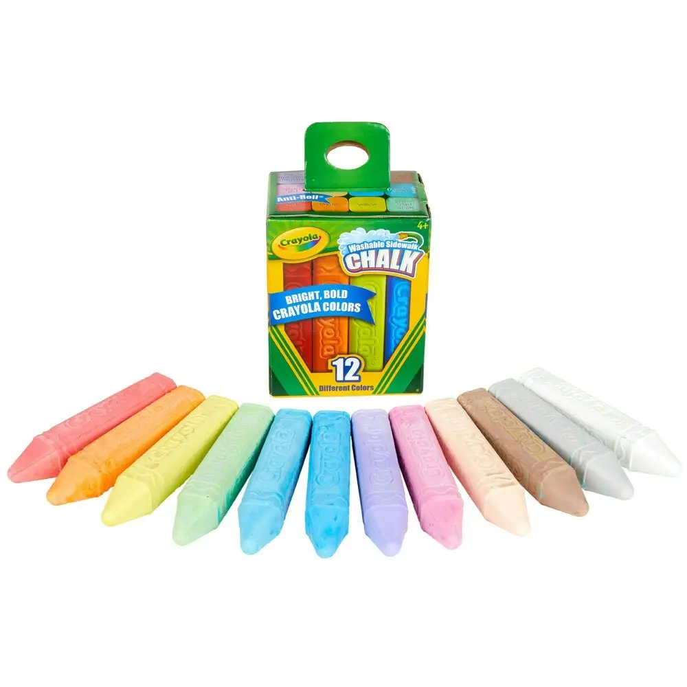 12PK Crayola Washable Coloured Sidewalk Chalk Drawing Art/Craft Draw Kids 4y+