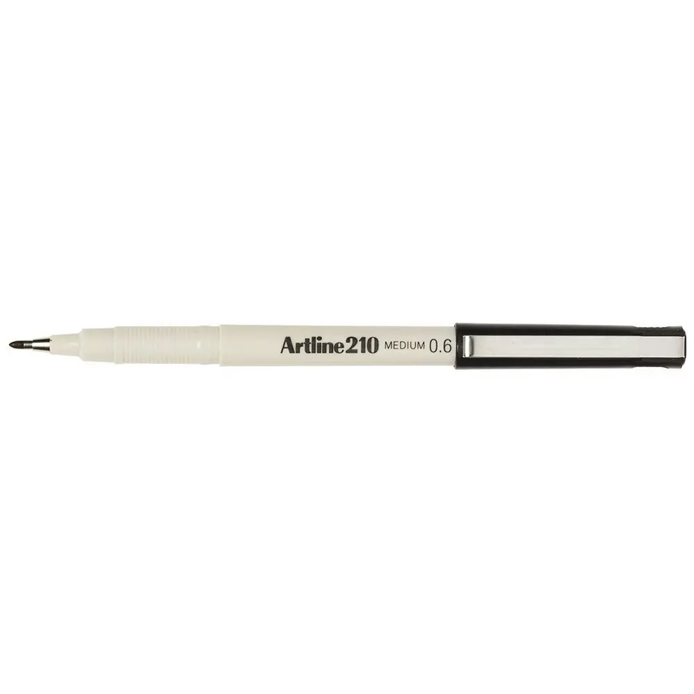 4pc Artline Fineline 210 Medium 0.6mm Line School Drawing Writing Pen Black