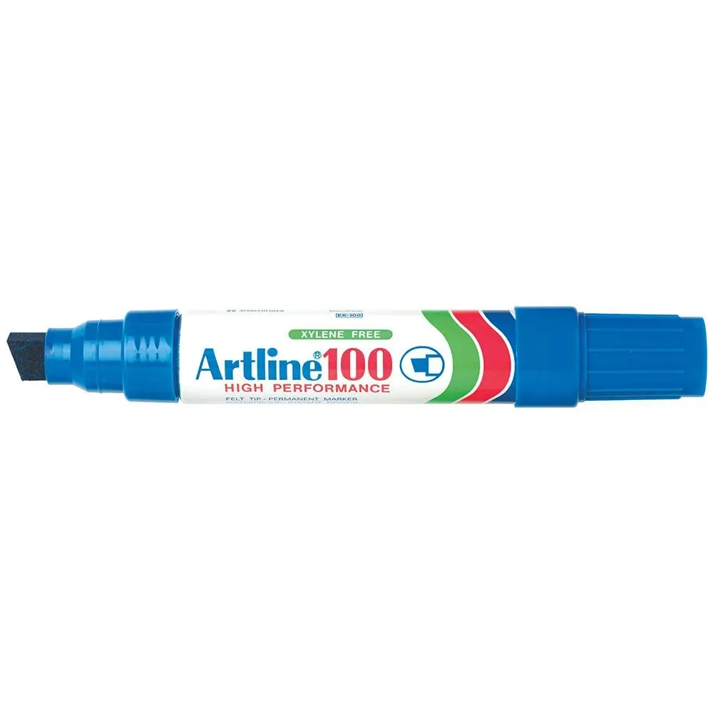 6pc Artline 100 Jumbo Permanent Chisel Whiteboard Writing 7.5-12mm Marker Blue