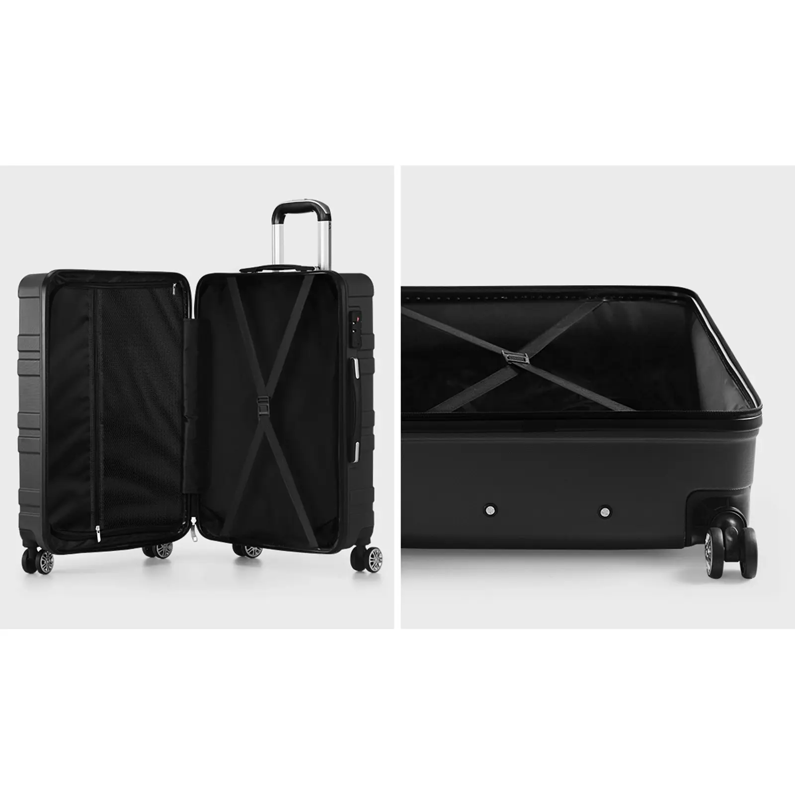 Mazam 3PCS Luggage Suitcase Trolley Set Travel TSA Lock Storage Hard Case Black