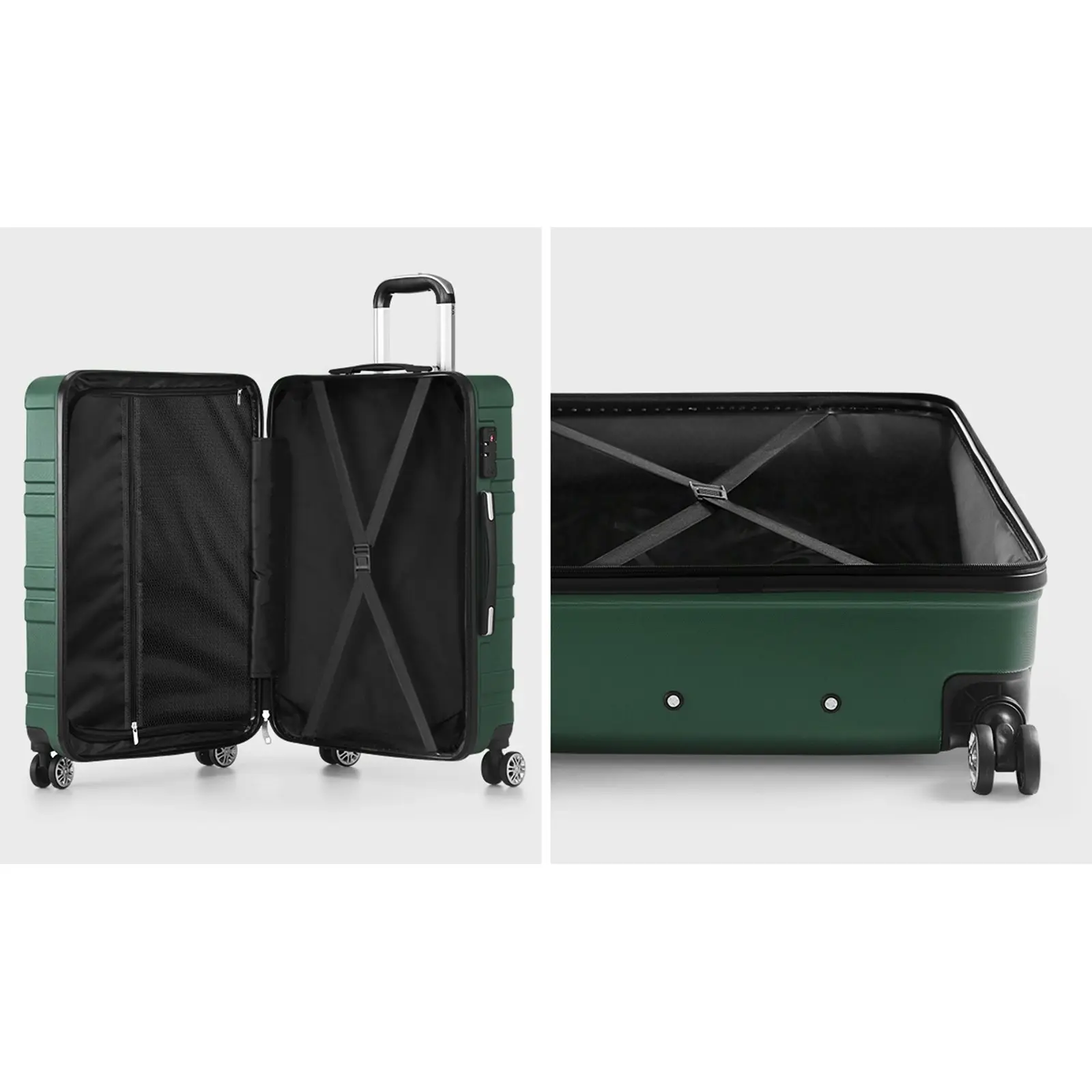 Mazam 3PCS Luggage Suitcase Trolley Set Travel TSA Lock Storage Hard Case Green