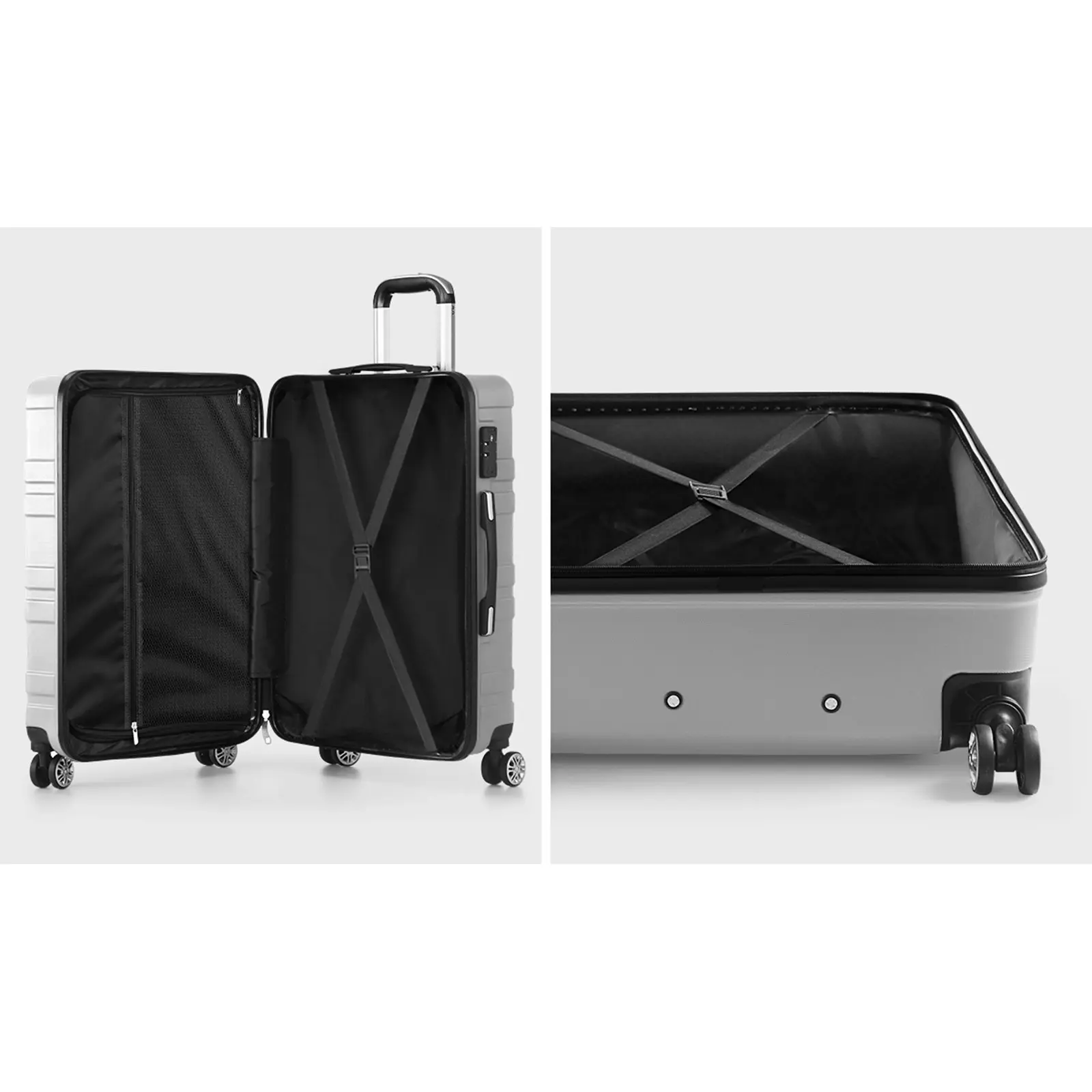 Mazam 3PCS Luggage Suitcase Trolley Set Travel TSA Lock Storage Hard Case Silver