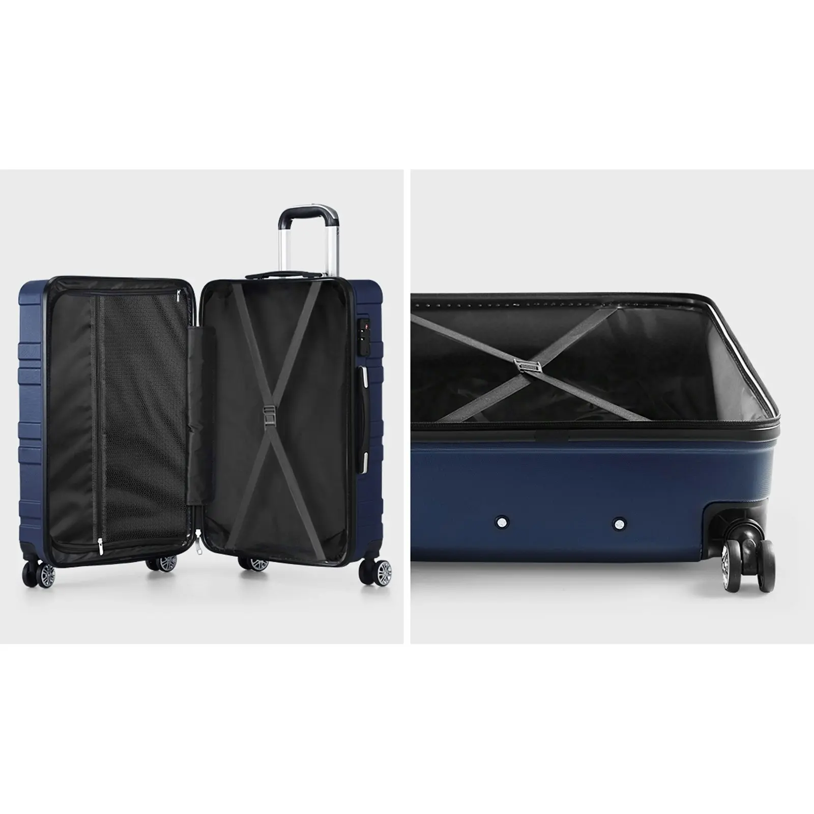 Mazam 3PCS Luggage Suitcase Trolley Set Travel TSA Lock Storage Hard Case Navy