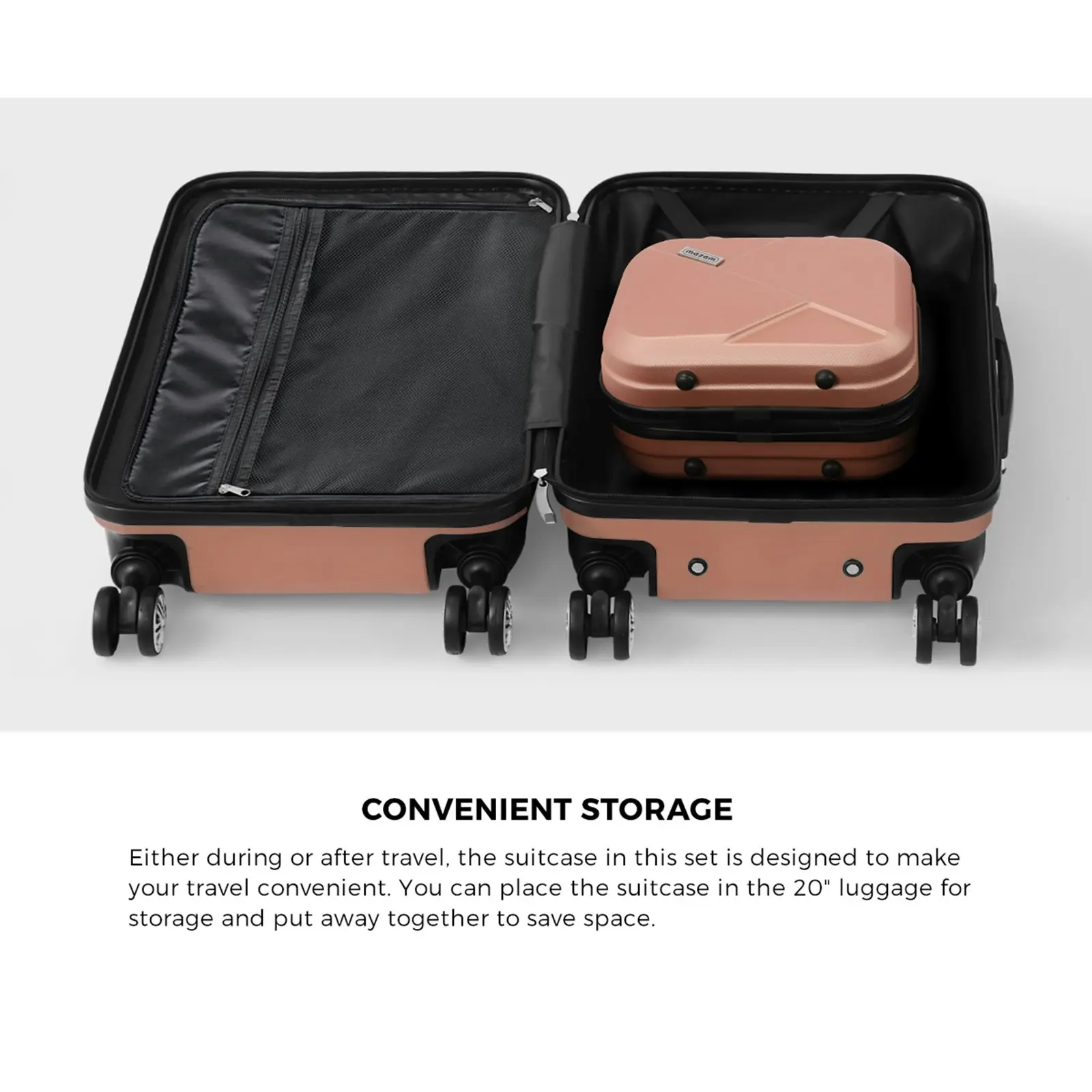 Mazam 2PCS Luggage Suitcase Trolley Set Travel TSA Lock Storage Hard Case Pink