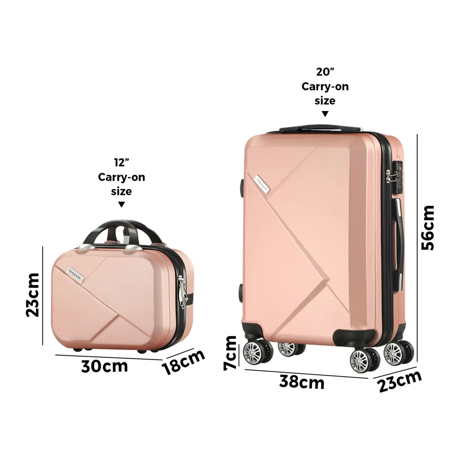 Mazam 2PCS Luggage Suitcase Trolley Set Travel TSA Lock Storage Hard Case Pink