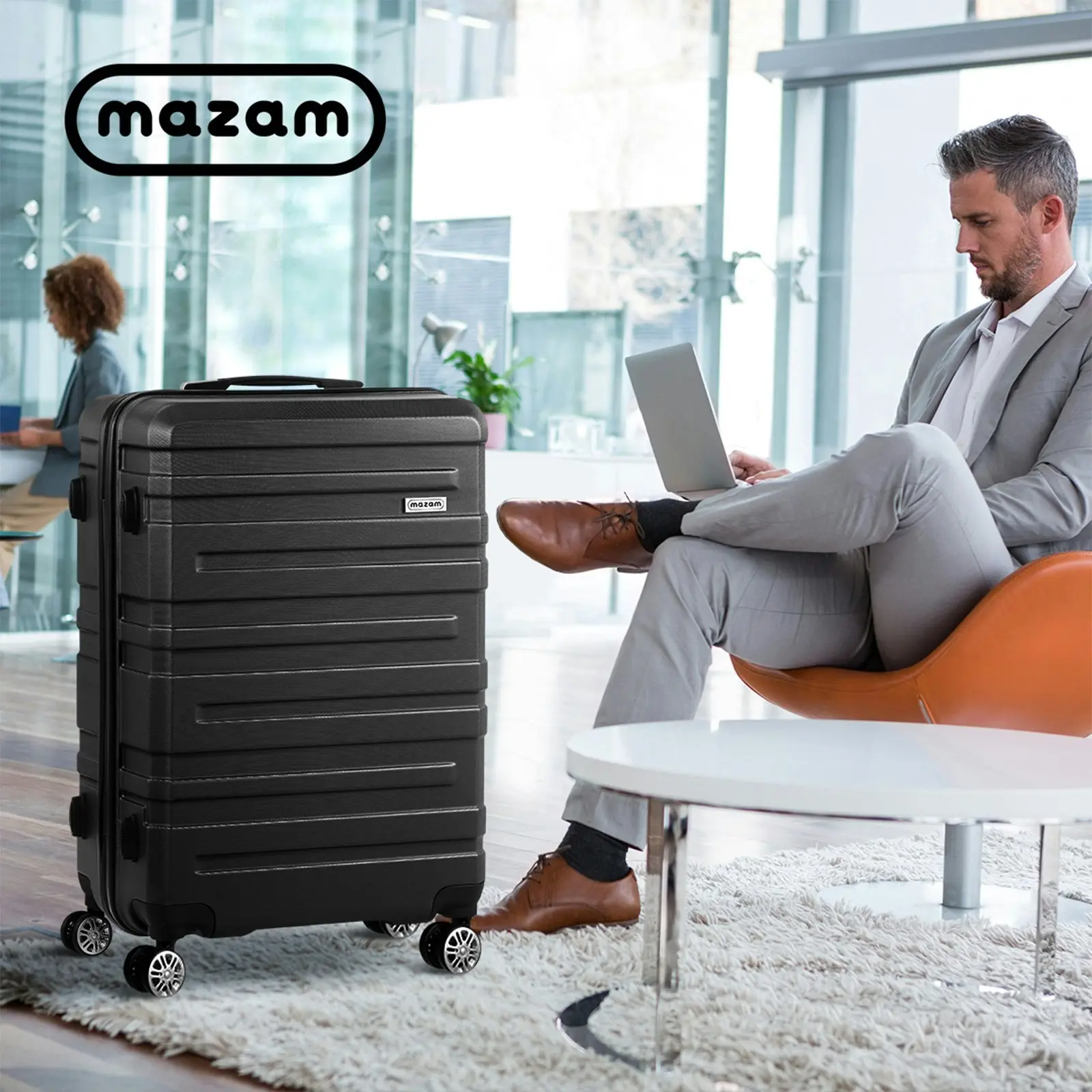 Mazam 28" Luggage Suitcase Trolley Set Travel TSA Lock Storage Hard Case Black