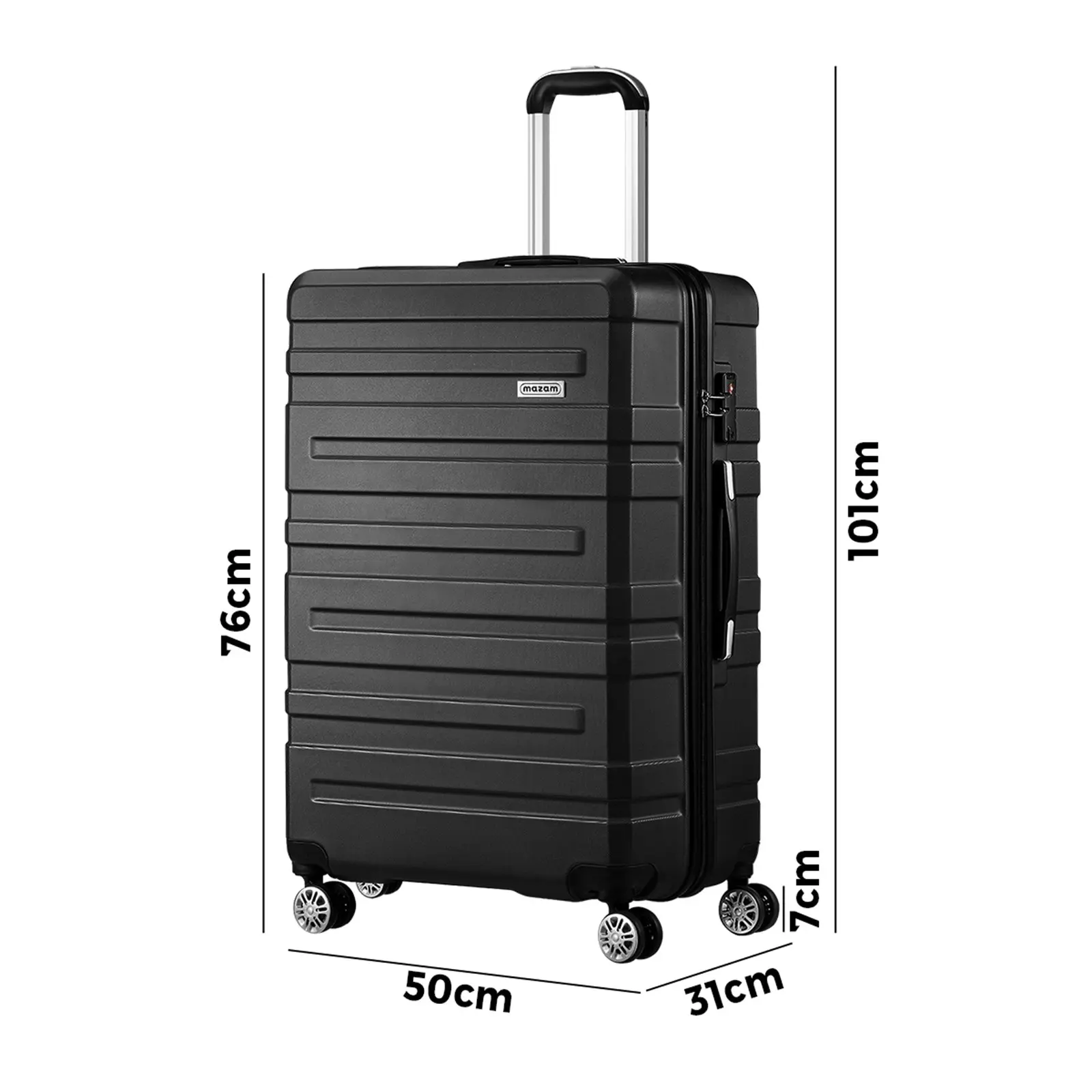 Mazam 28" Luggage Suitcase Trolley Set Travel TSA Lock Storage Hard Case Black