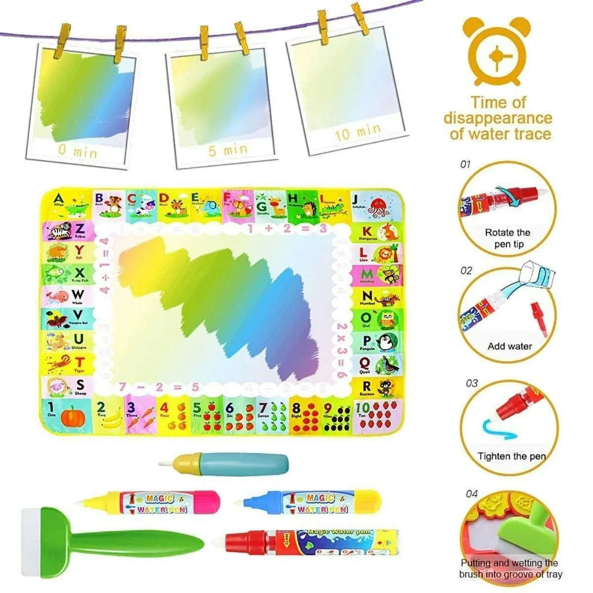 Kidst Educational Coloring Aqua Magic Water Doodler Play Mat for Kids