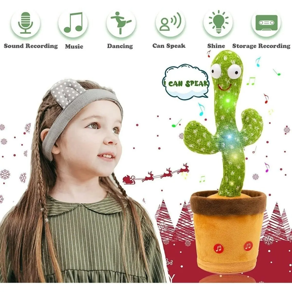 Kidst Dancing Cactus Repeat Talking, Dancing & Singing Plush Cactus