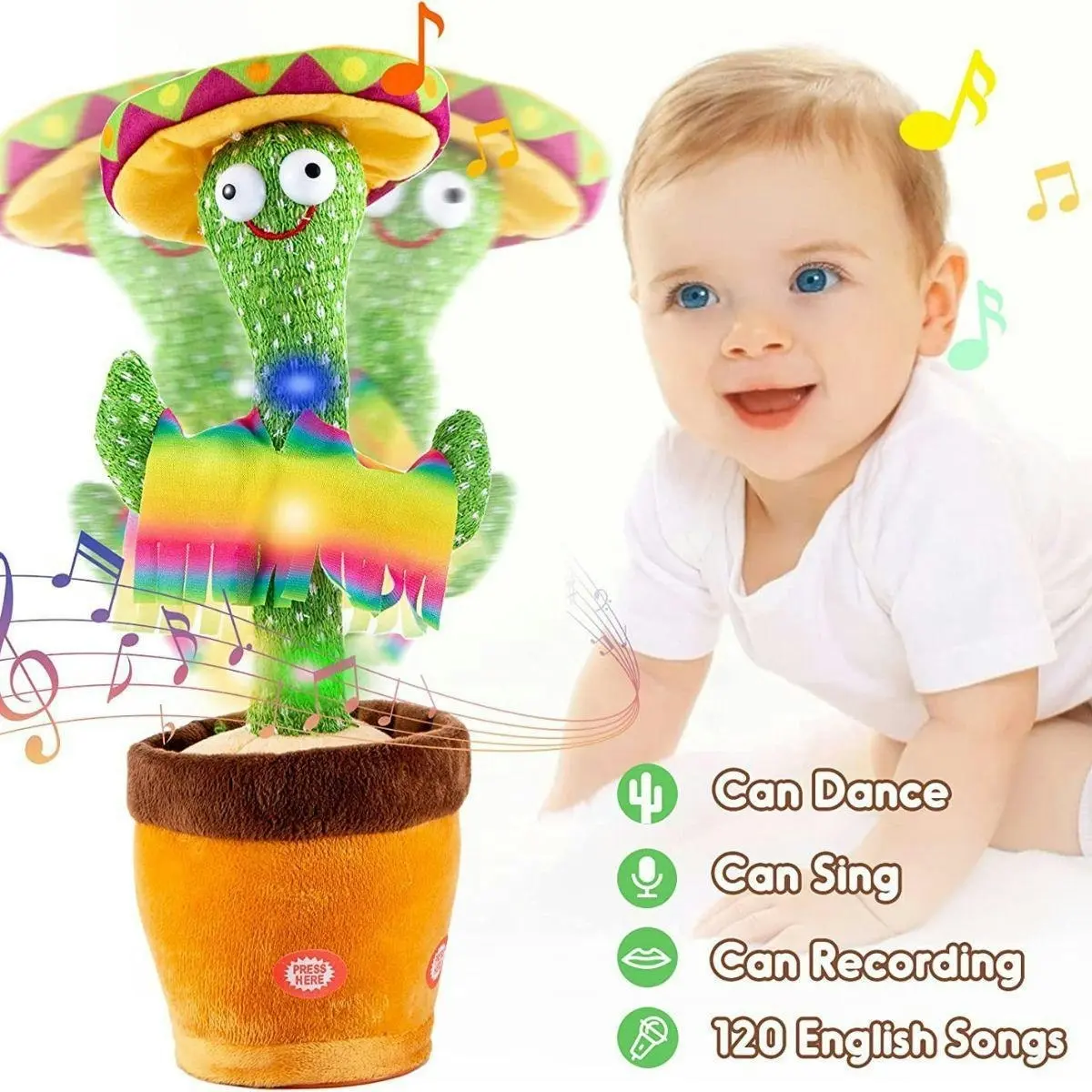 Kidst Dancing Cactus Repeat Talking, Dancing & Singing Plush Cactus