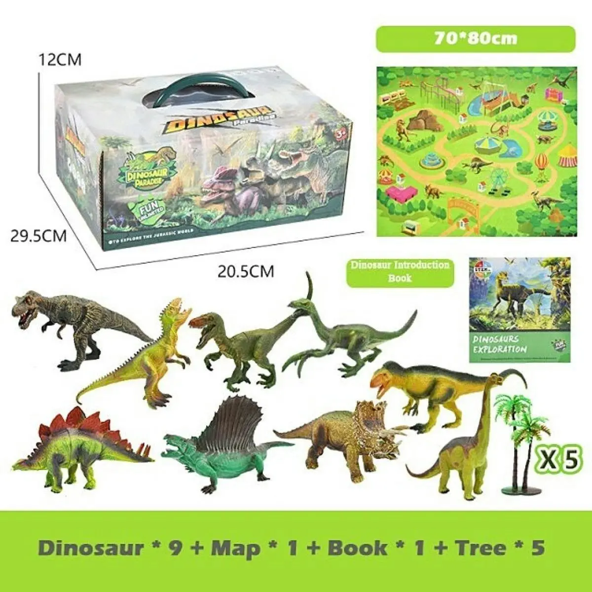 Kidst Dinosaur Toy Activity Play Set - Soft Play Mat with 9 Realistic Dino Toys