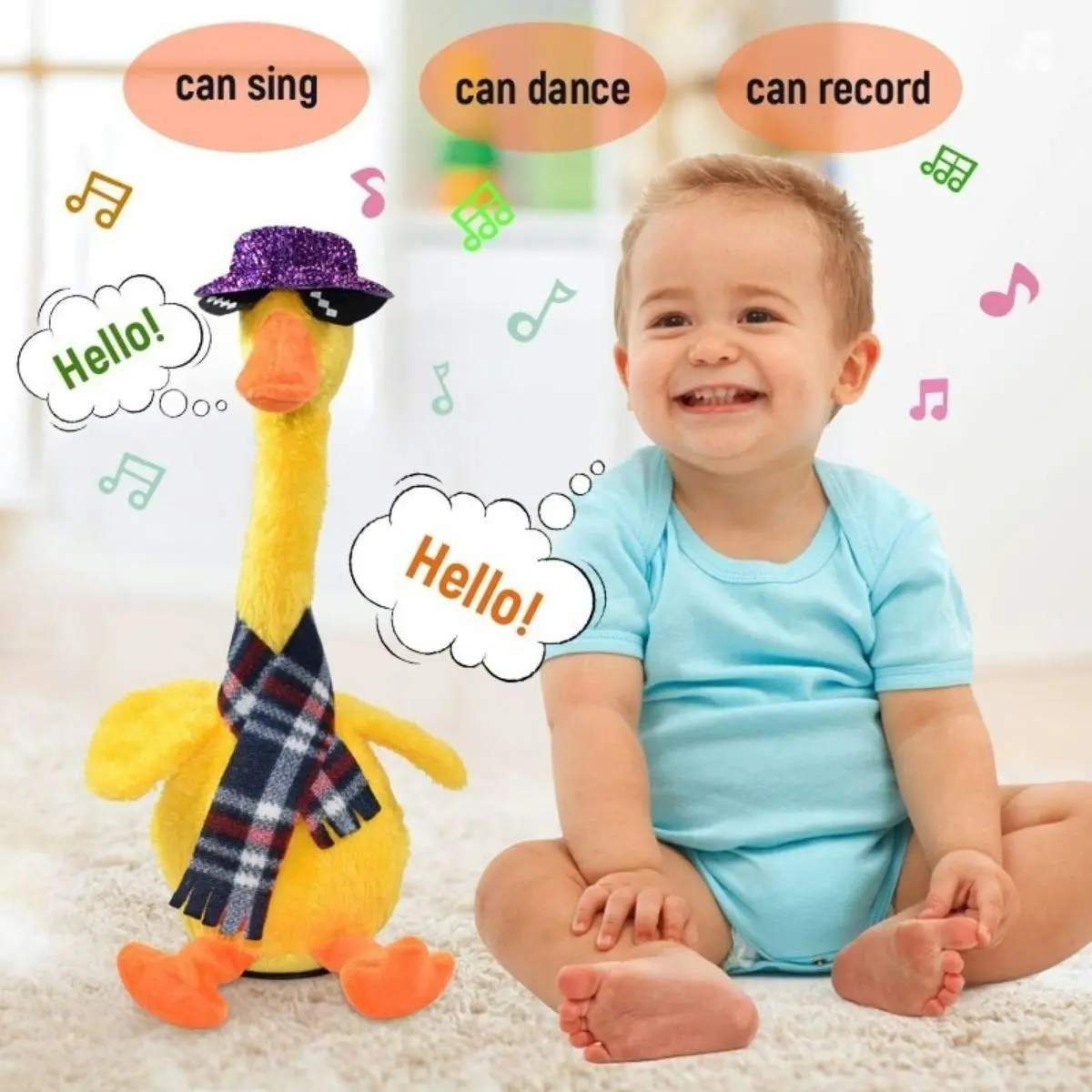 Kidst. Rechargeable Dancing Duck Plush Toy Singing, Talking & Dancing Cactus Toy