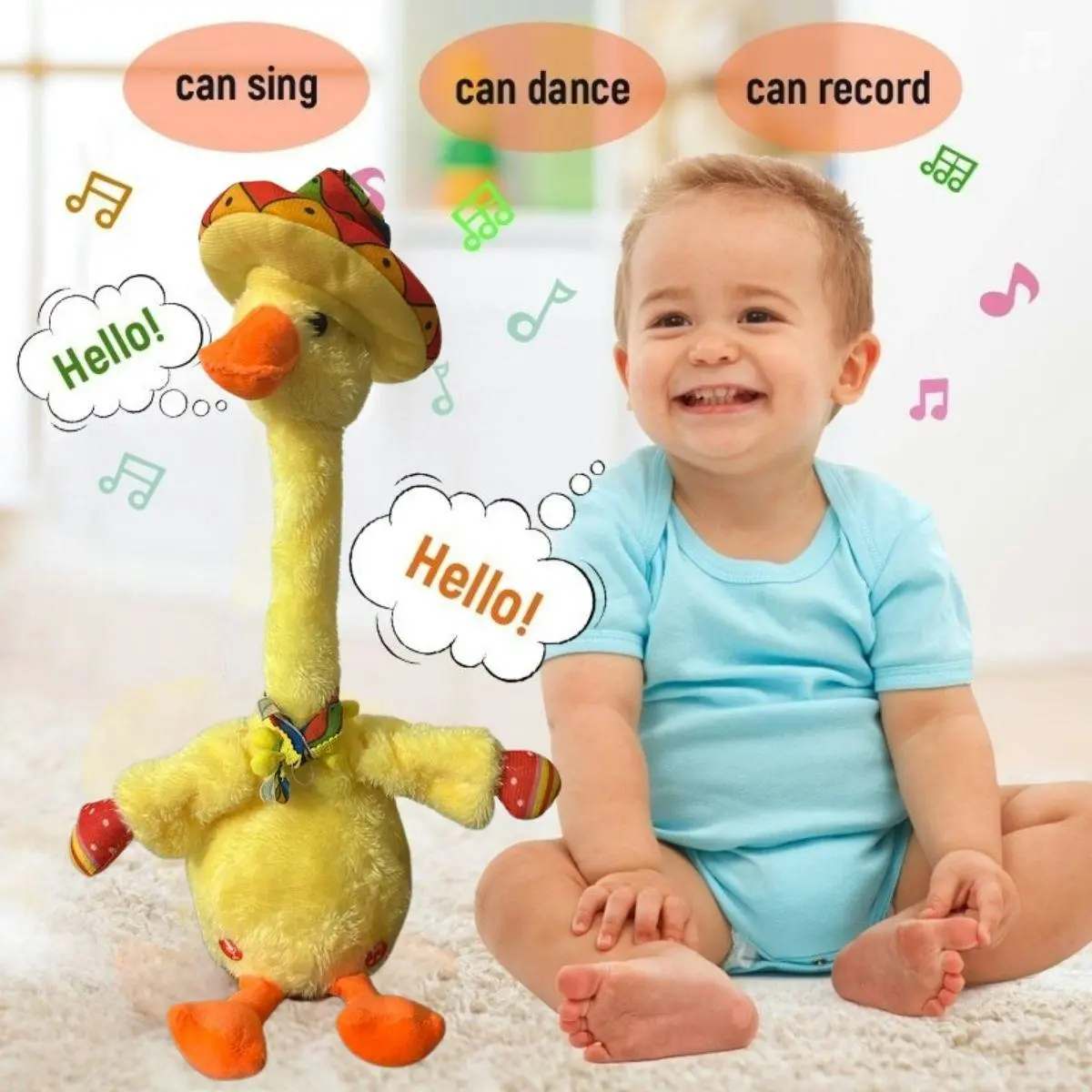 Kidst. Rechargeable Dancing Duck Plush Toy Singing, Talking & Dancing Cactus Toy