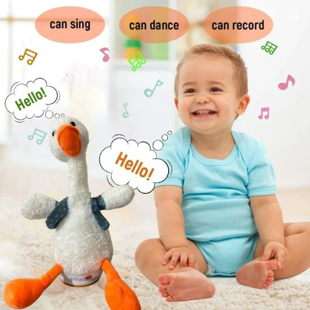 Kidst. Rechargeable Dancing Duck Plush Toy Singing, Talking & Dancing Cactus Toy