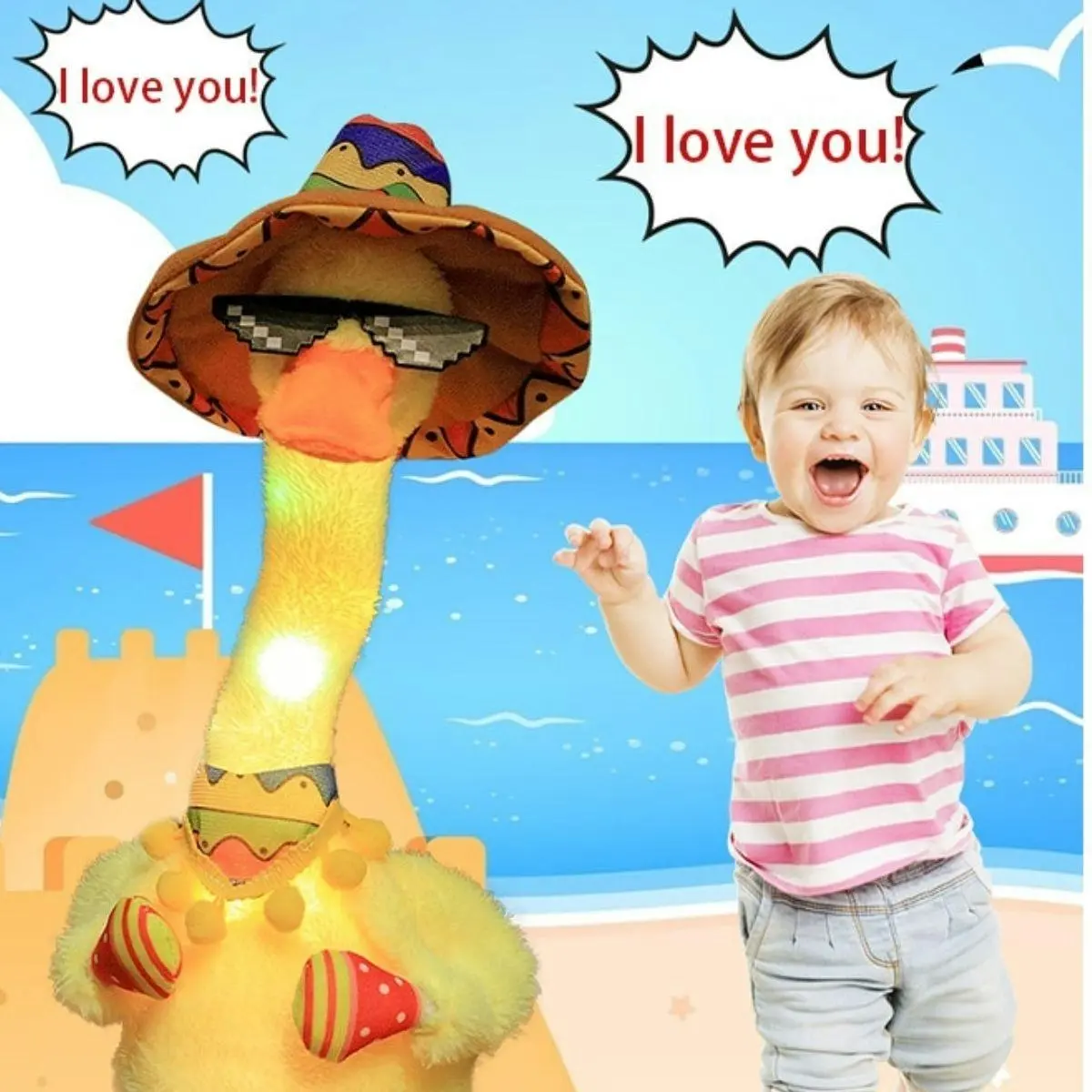 Kidst. Rechargeable Dancing Duck Plush Toy Singing, Talking & Dancing Cactus Toy