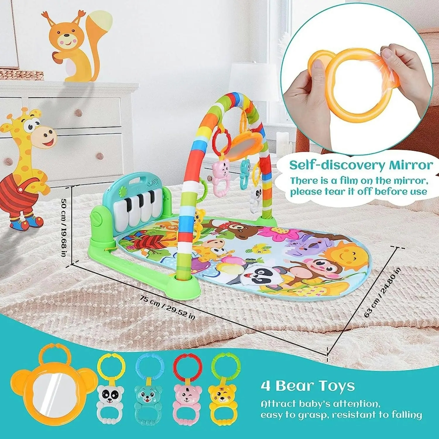 BabiesMart Kick'n'Play Joyous Journey Baby Activity Floor mat with Musical Light