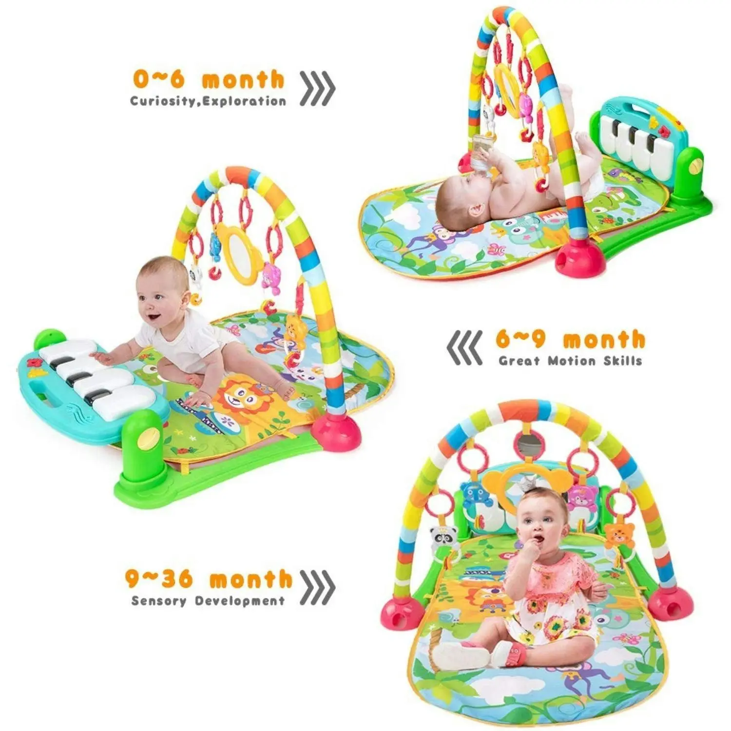 BabiesMart Kick'n'Play Joyous Journey Baby Activity Floor mat with Musical Light