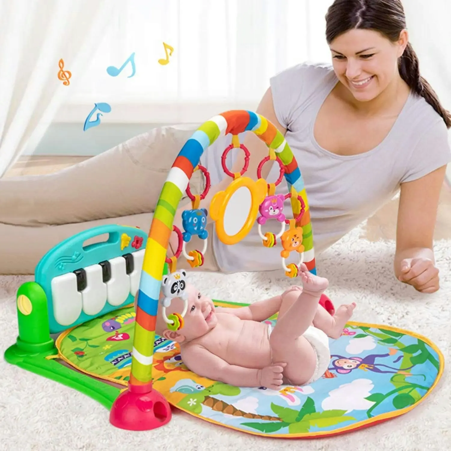 BabiesMart Kick'n'Play Joyous Journey Baby Activity Floor mat with Musical Light