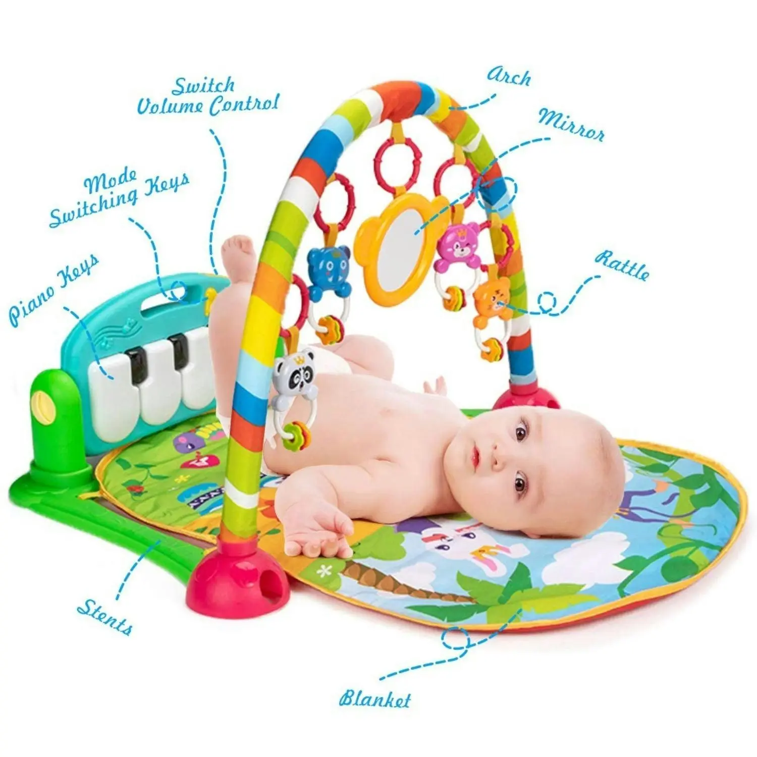 BabiesMart Kick'n'Play Joyous Journey Baby Activity Floor mat with Musical Light