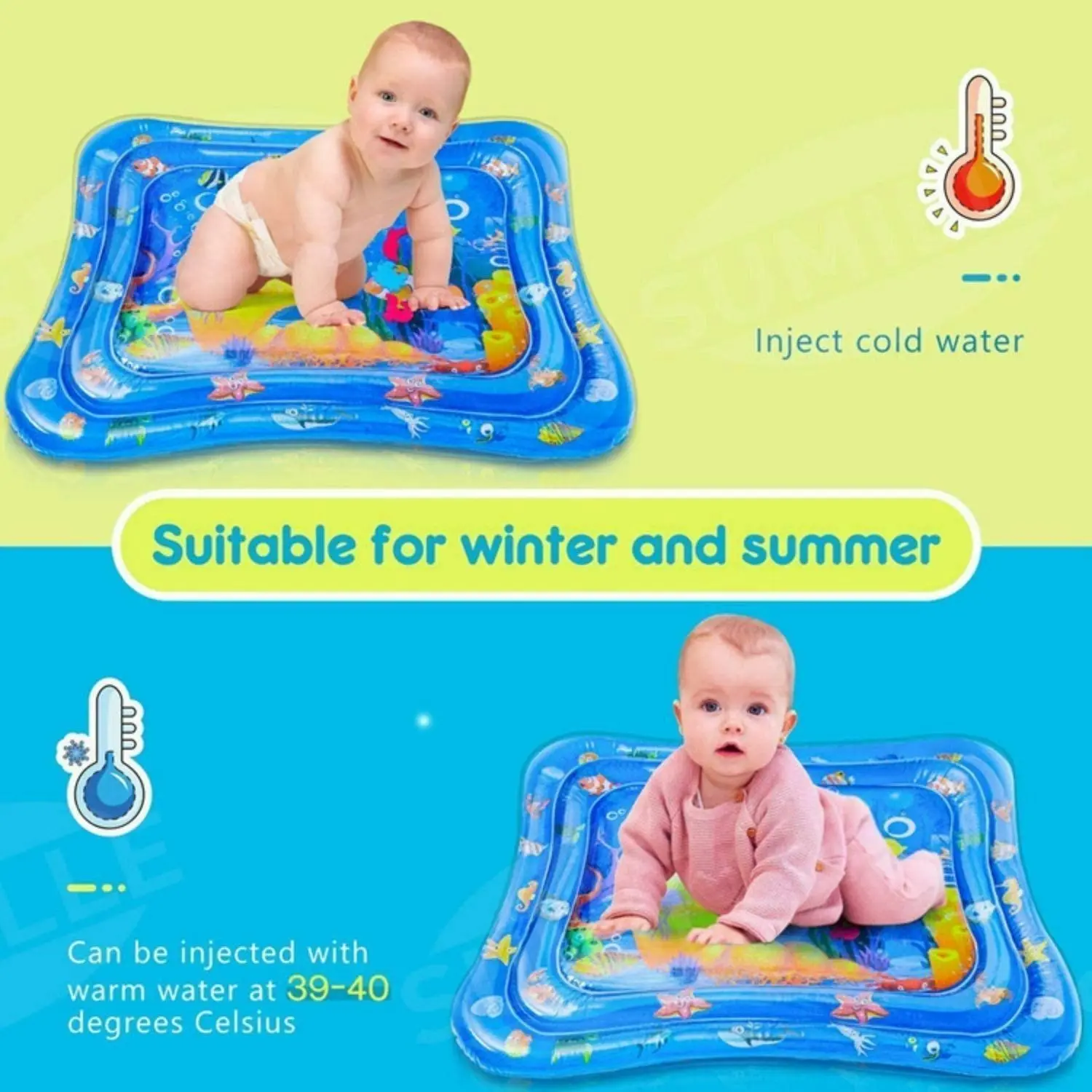 BabiesMart Tummy Time Water Play Mat Sensory Mat for Baby Play & Development