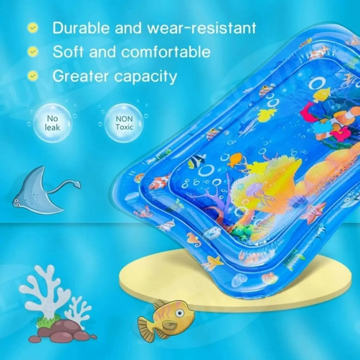 BabiesMart Tummy Time Water Play Mat Sensory Mat for Baby Play & Development