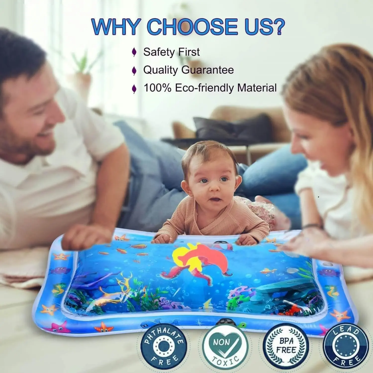 BabiesMart Tummy Time Water Play Mat Sensory Mat for Baby Play & Development