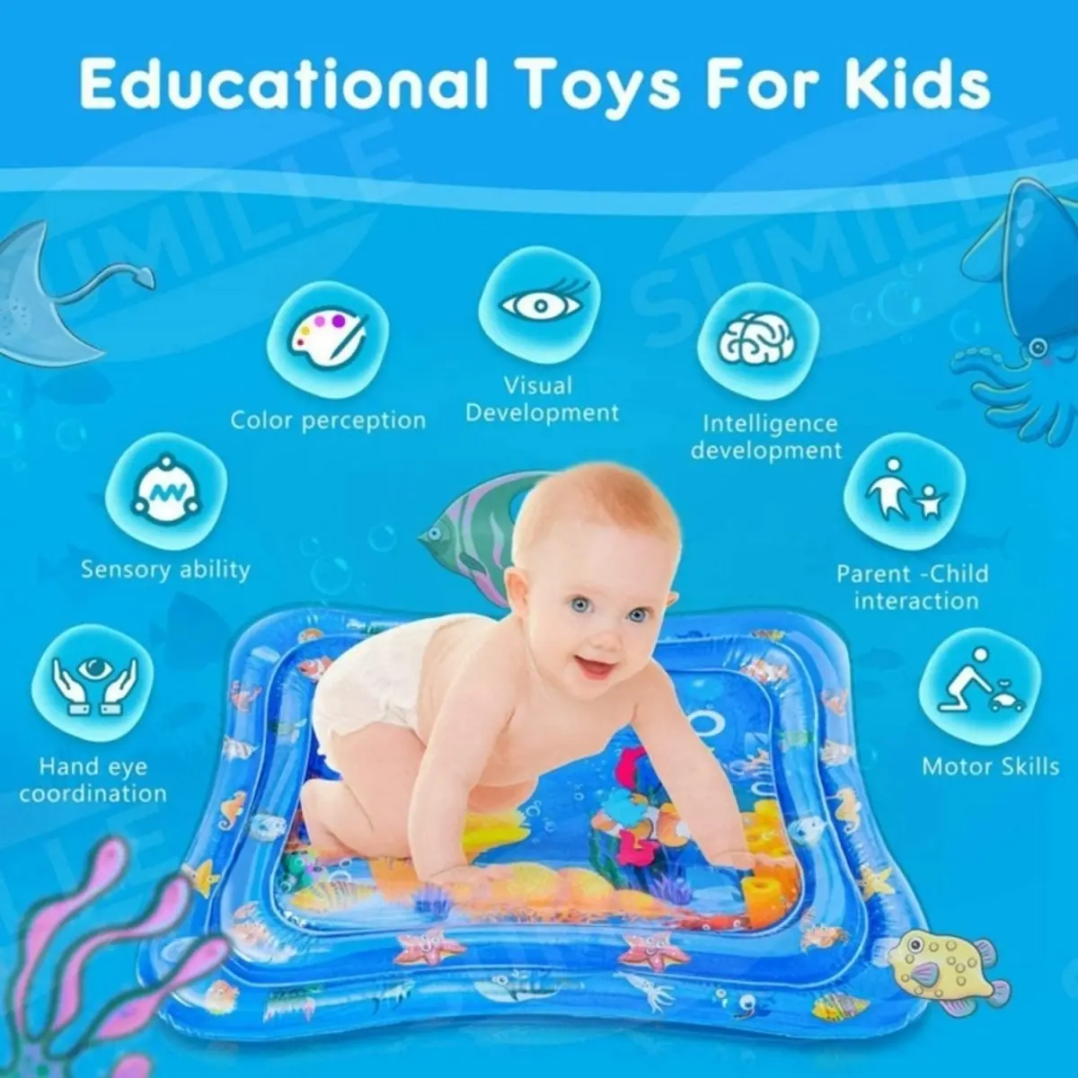 BabiesMart Tummy Time Water Play Mat Sensory Mat for Baby Play & Development