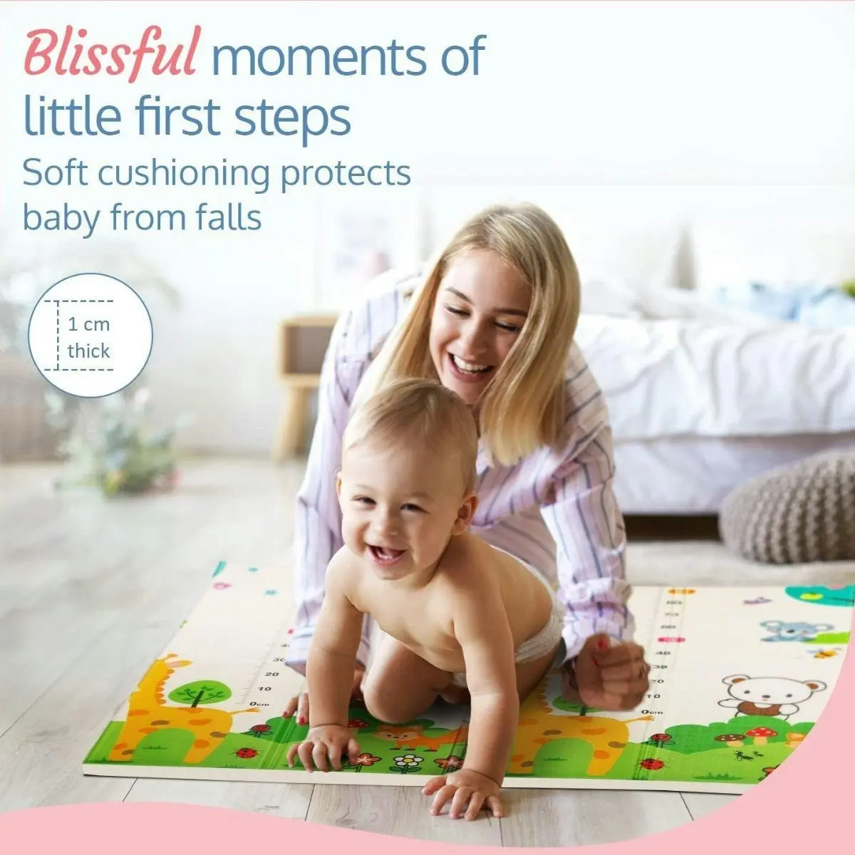 BabiesMart Large Play Mat 5-Layer, Waterproof, Non-Toxic, Double-Sided, Foldable Mat